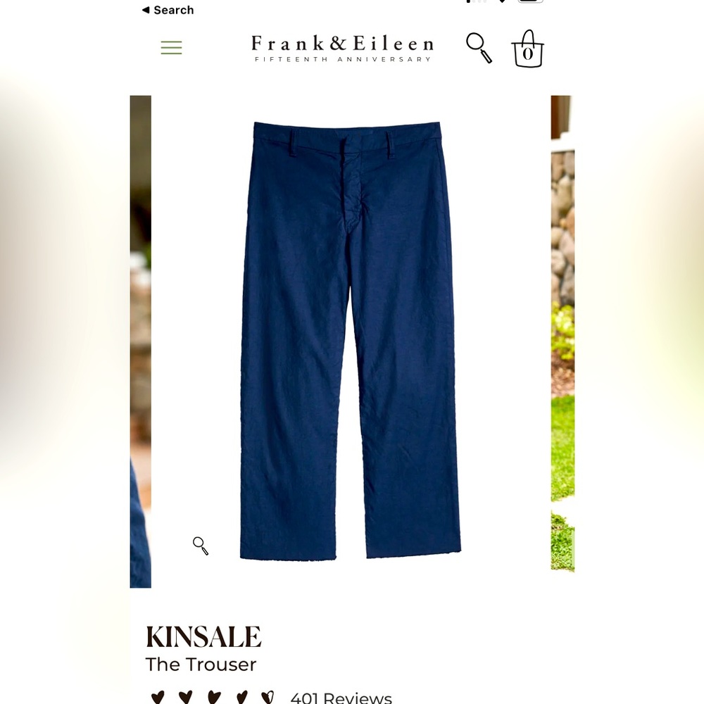 Frank and Eileen Kinsale Navy Linen/Cotton blend trousers size10 EUC